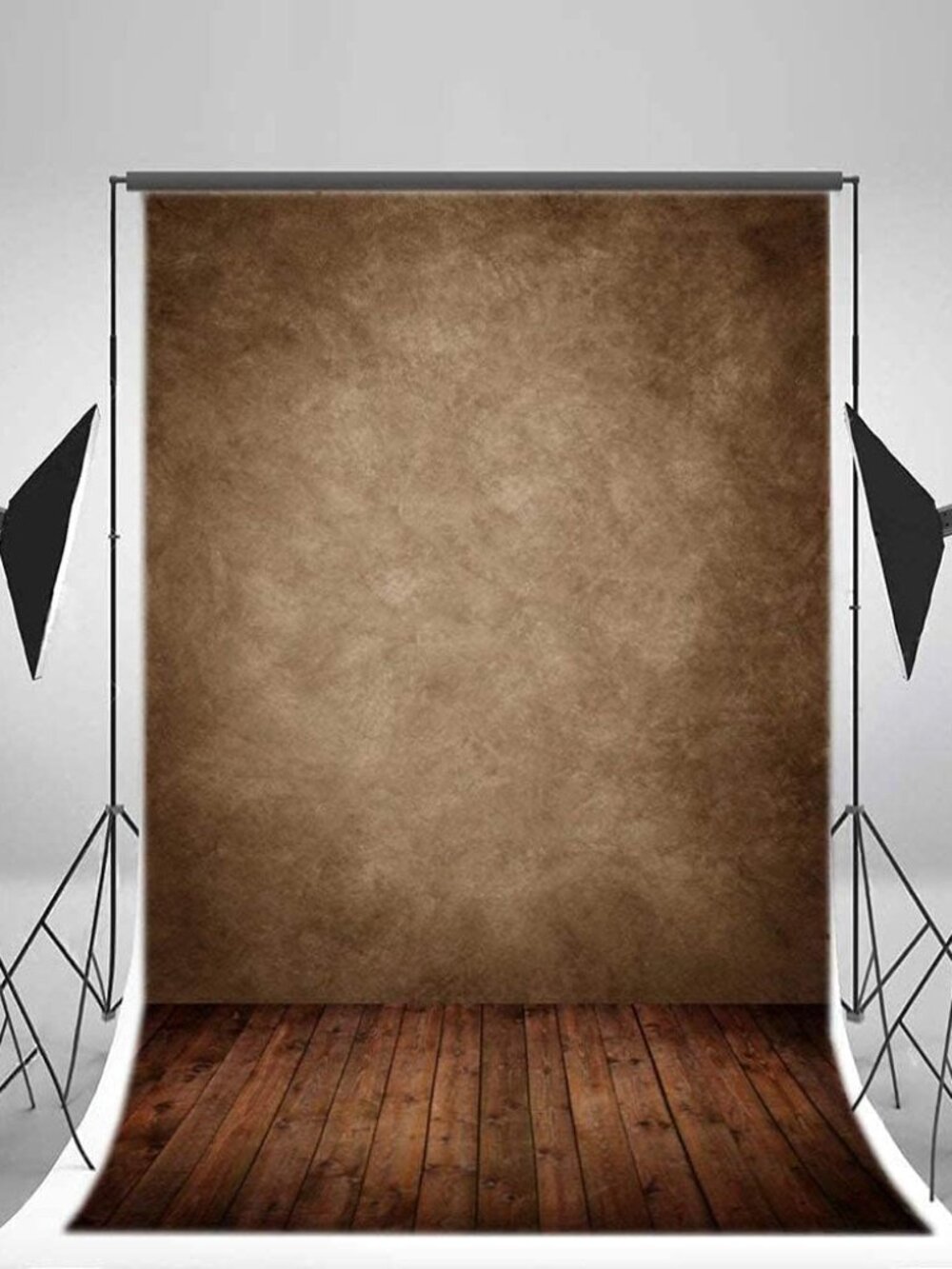 3x5FT Blurry Brown Grey Wall Background Vintage Wood Floor Scene Vinyl Photograp
